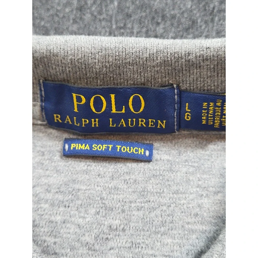 Polo Ralph Lauren Men's L Large Gray Pima Soft Touch Short Sleeve Polo Shirt